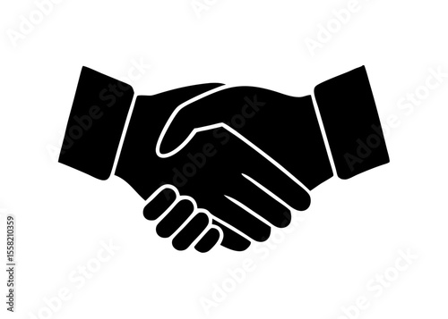 Handshake Icon Silhouette Isolated on White Background – Vector Illustration
