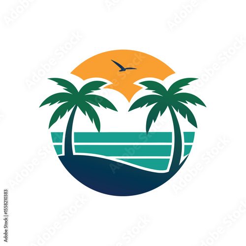 tropical island with palm trees
