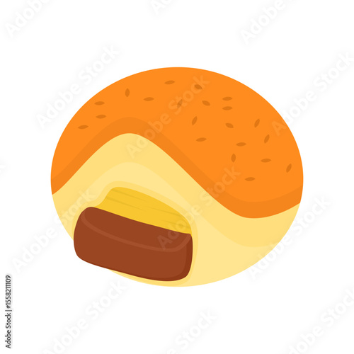 Illustration of Meat and Egg Filled Bread with Delicious Appearance. Suitable for Menu Design, Food Posters, and Culinary Social Media Content