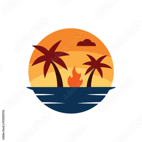 vector illustration of a tropical island