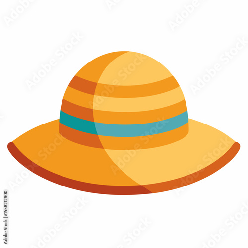 Beach Hat Icon Vector | Generative AI & Linocut Silhouette Design