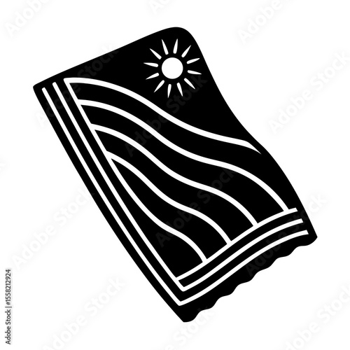 Beach Towel Icon Vector | Generative AI & Linocut Silhouette Design