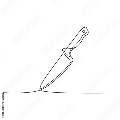Black and White Kitchen knife Brown handle In a white background for assembling or creating teaching materials for moms doing homeschooling and teachers searching for images for teaching materials 