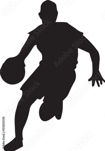Print Male Basketball Player Dribbling Silhouette
