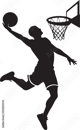 Print Male Basketball Player Layup Silhouette