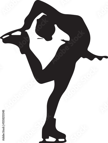 Print Figure Skater Silhouette in Action Pose