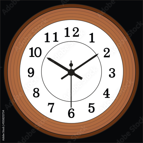 Stylized Vector Wall Clock Illustration with Classic Roman Numerals and Decorative Timepiece Elements

