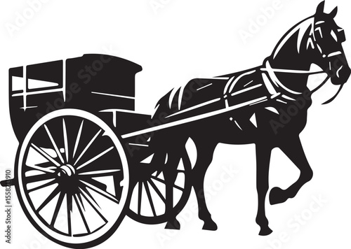 Print Horse and Carriage Silhouette