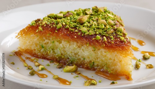 a delicious piece of traditional middle eastern kunafa dessert