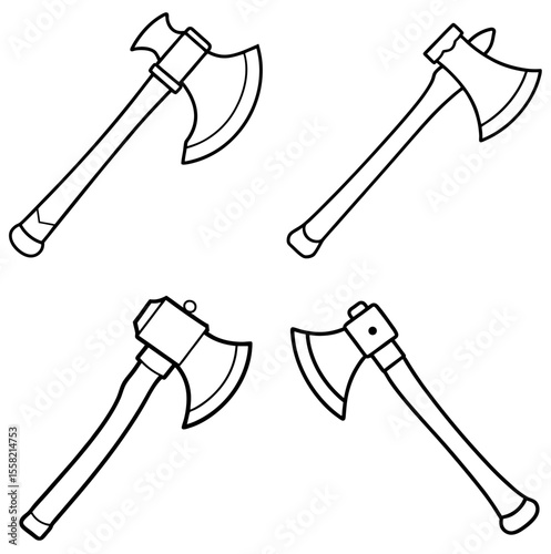 Hatchet Axe Coloring Book Page – Sharp Woodcutting Tool Line Art Illustration