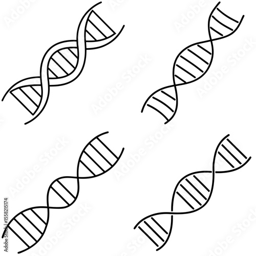 Line Drawing Cartoon of a DNA Strand Coloring Book Page – Science Genetics Illustration for Kids