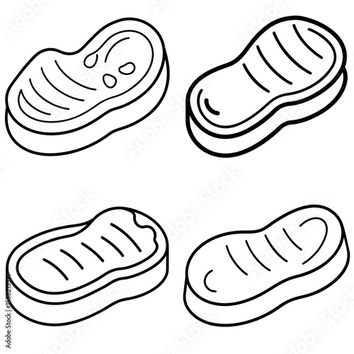 Cartoon Tasty Steak Coloring Book Page – Delicious Meat Food Line Art Illustration