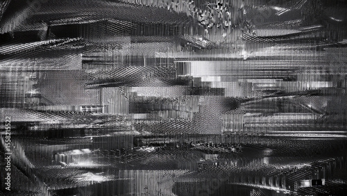 Glitch noise static television. Royalty high-quality free best stock of abstract digital motion art distorted background, CRT tv screen no signal, error, noise and distortions effect, black and white