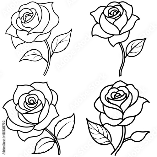 Wallpaper Mural Rose Coloring Book Page – Elegant Floral Bloom Line Art Illustration for Kids Torontodigital.ca