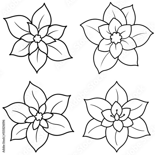 Simple Jasmine Flower Coloring Book Page – Elegant Fragrant Bloom Line Art Illustration
