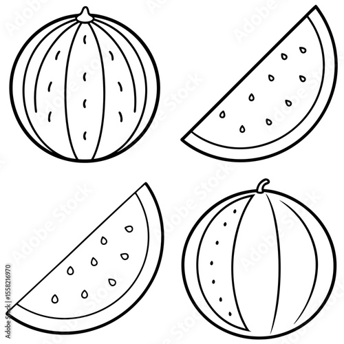 Watermelon Coloring Page for Kids – Juicy Summer Fruit Line Art Illustration