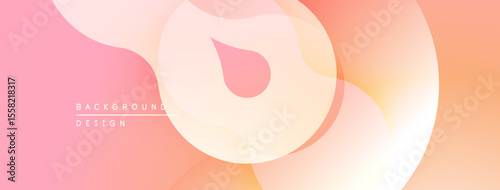 Abstract fluid shapes, soft gradients. Peach, pink hues dominate composition. Modern design element for backgrounds.