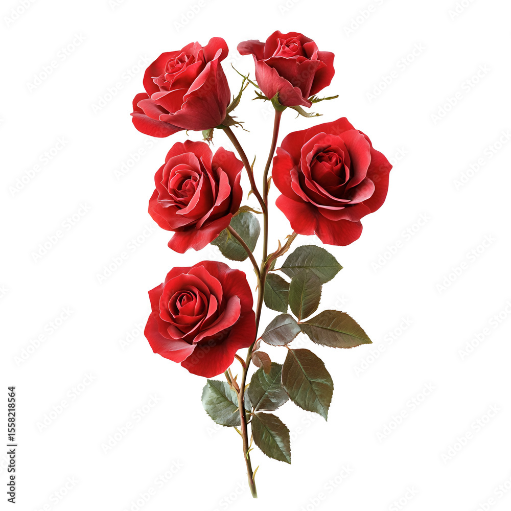 Naklejka premium Dark Red Roses Bouquet Isolated Black Background Romantic Flowers