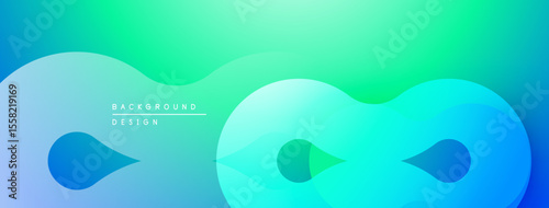 Abstract gradient background. Blue, turquoise, green hues blend smoothly. Minimalist design with flowing shapes, text present.