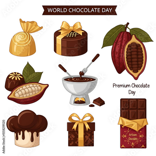 World Chocolate Day Cartoon Set
