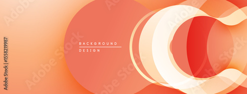Abstract orange design features layered translucent circles. Smooth gradients create dynamic visual flow. Minimalist aesthetic, modern composition.
