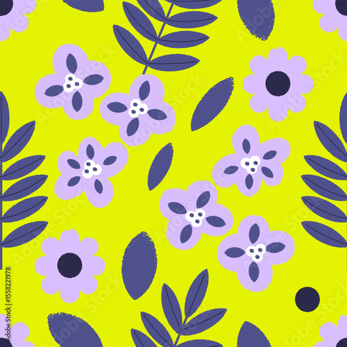 Seamless floral pattern with violets
