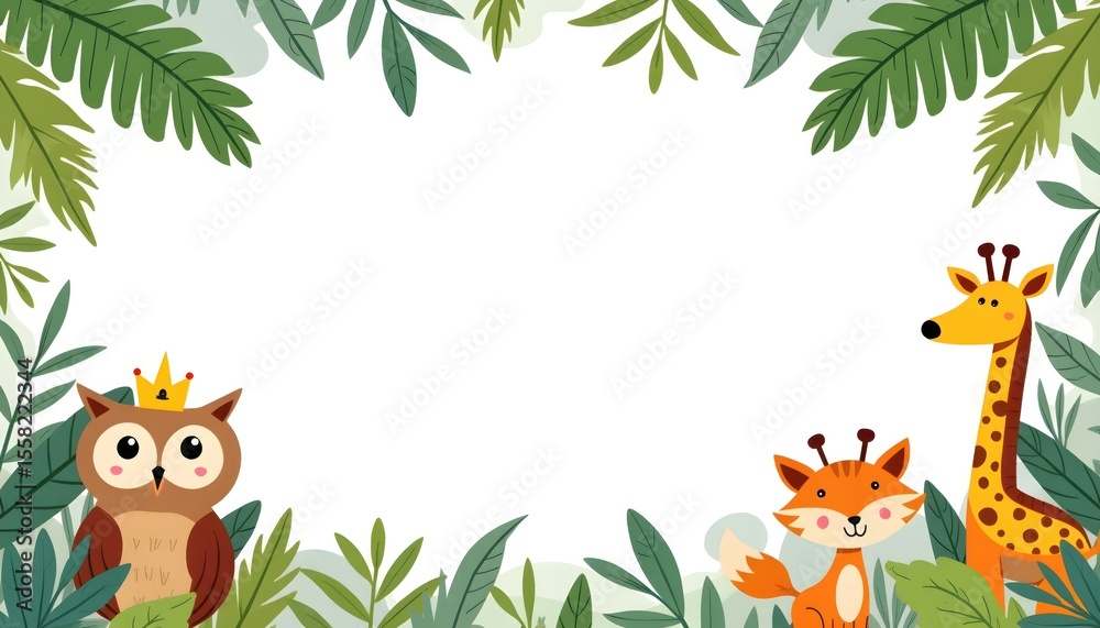Fototapeta premium Animal illustration a frame rectangle