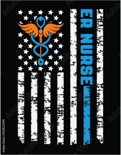 ER Nurse For Women Nursing - printable editable vector art file.