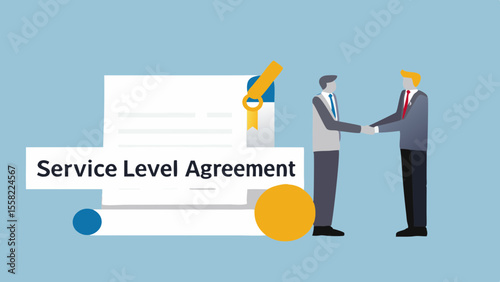 Businessmen shaking hands to finalize a service level agreement contract