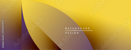 Abstract gradient layers create dynamic visual flow. Yellows, purples blend smoothly, forming modern background design. Minimalist text present.