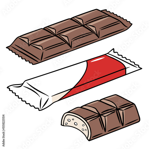 Hand Drawn Chocolate Bar Vector – Sweet Cocoa Snack Illustrations