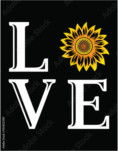 Sunflower Love Shirt Vintage Hippie Flower Nurse Mom - printable editable vector art file.