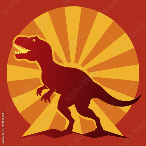T Rex with Layered Vintage Sunburst Backdrop
