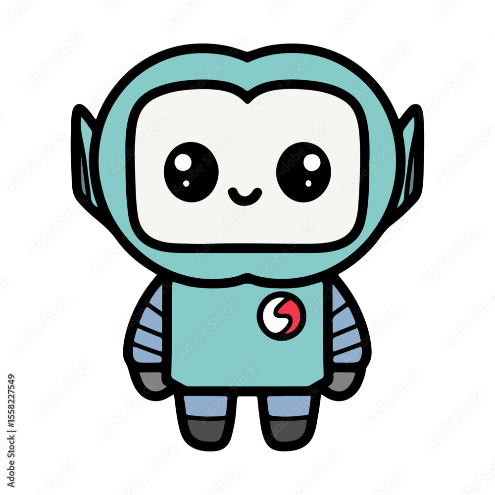 Fototapeta premium Funny cartoon robot. Cute robot vector illustration