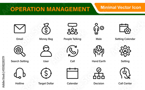 Operation management line icons. For website marketing design, logo, app, template, ui, etc. Outline icon collection.