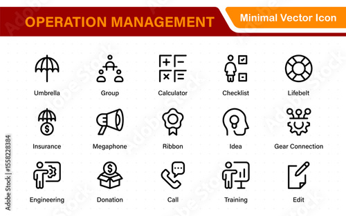 Operation management line icons. For website marketing design, logo, app, template, ui, etc. Outline icon collection.