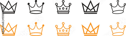 king crown icon-Crown icon, vector set, Crown silhouette. Crown symbol set, King, Princess crowns. black crown symbol collection. Ranking crown, rank icon set, victory, champion variation illustration