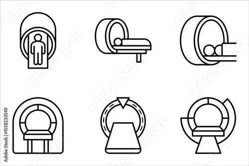MRI and CT Scanner icon set. Medical imaging. Radiology doctor. Healthcare service. vector illustration on white background