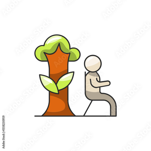 Nature Escape Icon, Outdoor Relaxation Stress Relief.