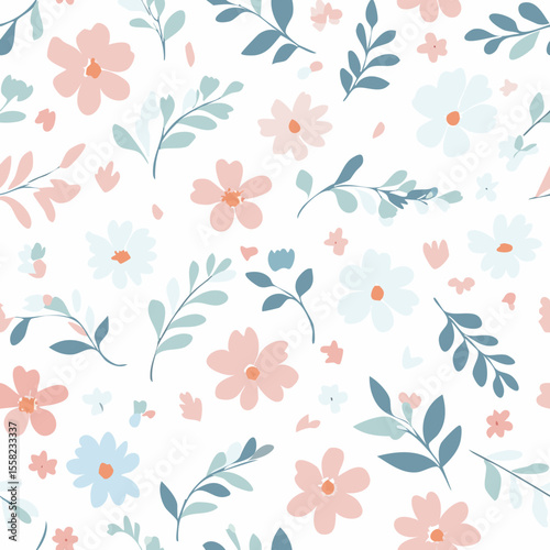 Wallpaper Mural Floral Seamless Pattern – Elegant Botanical Background Design Torontodigital.ca
