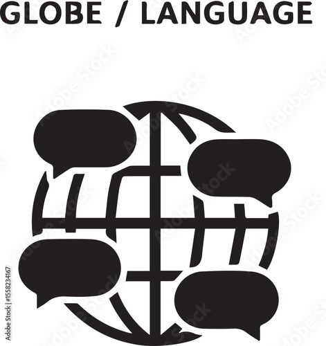 Globe chat vector icon