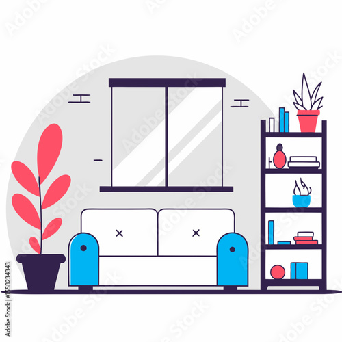 vector illustration of a living room