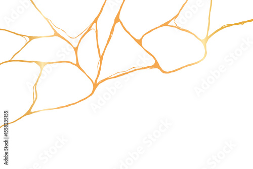 Japanese kintsugi gold crack bg. Luxury marble texture with golden lines. Modern vector illustration.