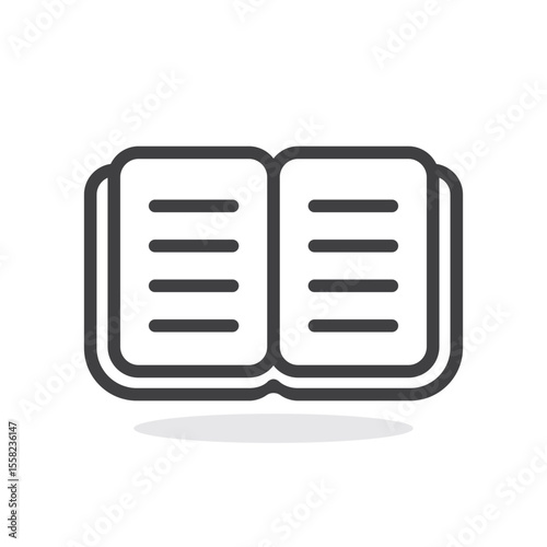 Open book outline icon isolated flat design.