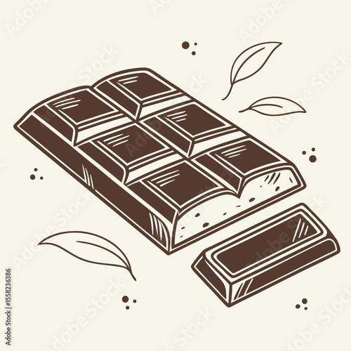 Hand Drawn Chocolate Bar Vector – Sweet Cocoa Snack Illustrations