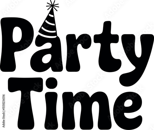 Party Time vector silhouette print design