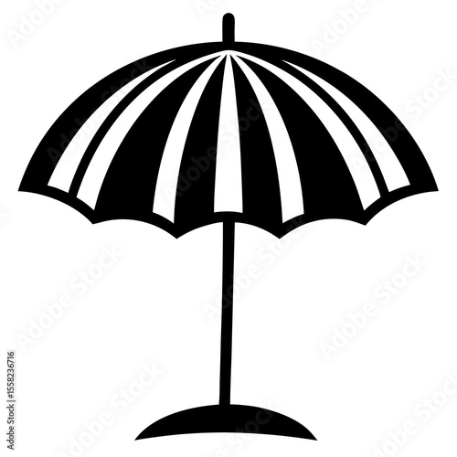 Beach Umbrella Icon Vector | Generative AI & Linocut Silhouette Design