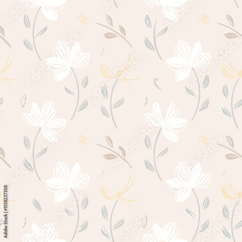 Wallpaper Mural Floral Seamless Pattern – Elegant Botanical Background Design Torontodigital.ca