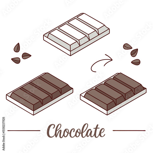 Hand Drawn Chocolate Bar Vector – Sweet Cocoa Snack Illustrations