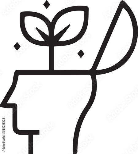 Mind Growth Concept Open Mind with Plant Cultivating Creativity and Knowledge Positive Thinking Nurturing Potential Self Improvement Mindfulness